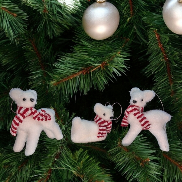 Nature Vibe Flocked White Reindeer Christmas Ornaments Set of 6, New - Picture 4 of 8